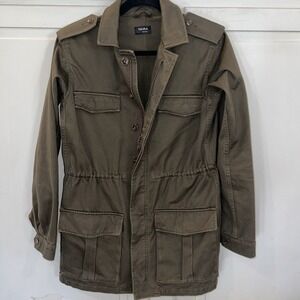 Talula Aritzia Olive Monterrey Utility Jacket Small‎ Cinch Waist Pockets EUC